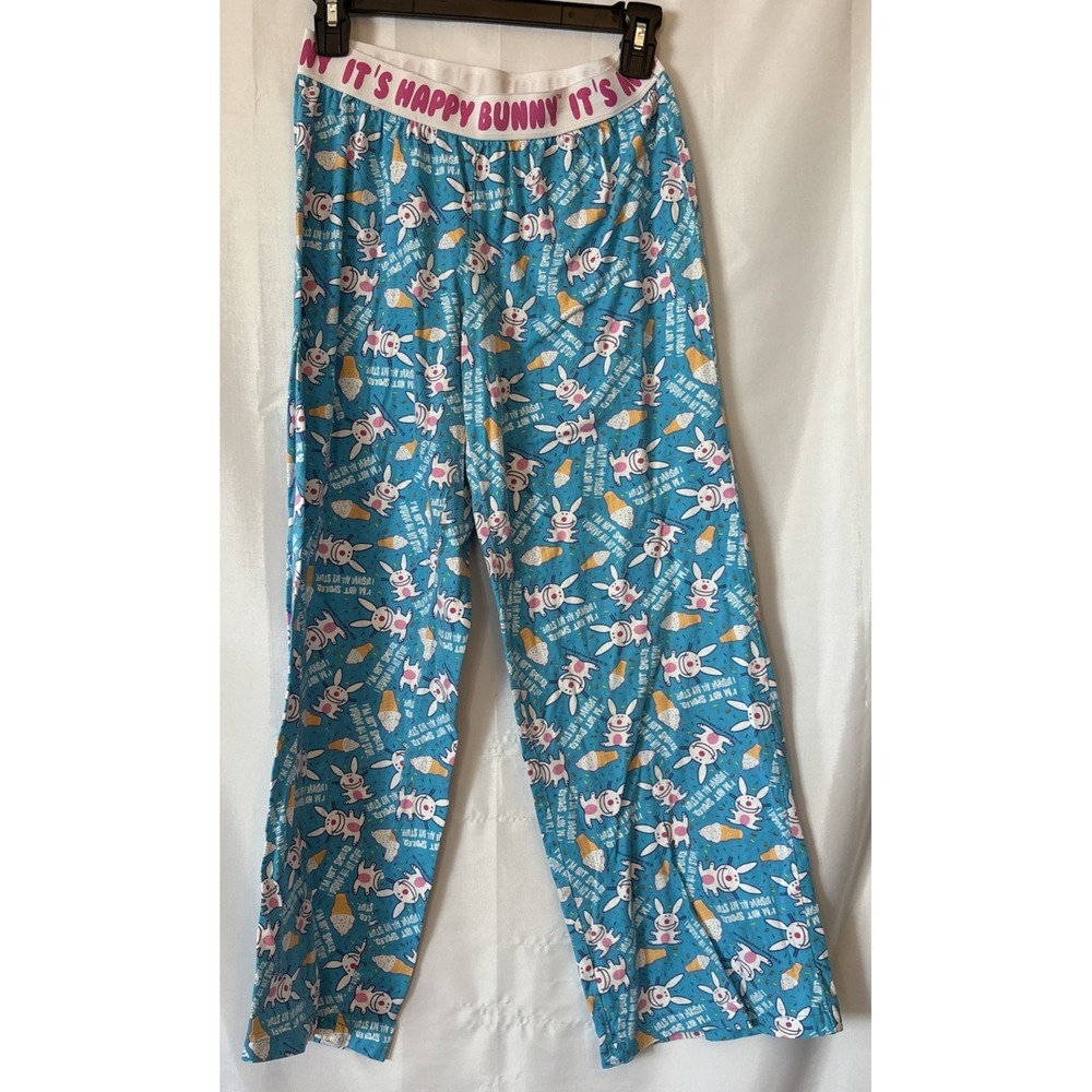 It's Happy Bunny Blue Cotton Pajama Pants VintageY2K Size M